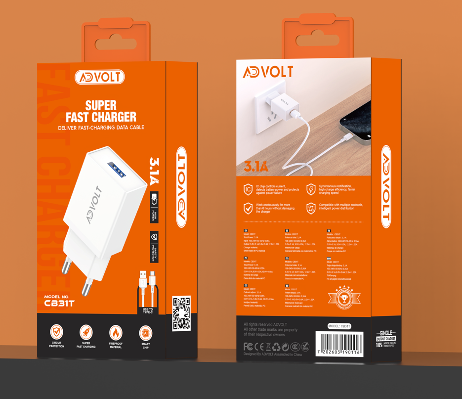 Bộ sạc 3.1A ADVOLT USB -Type C
